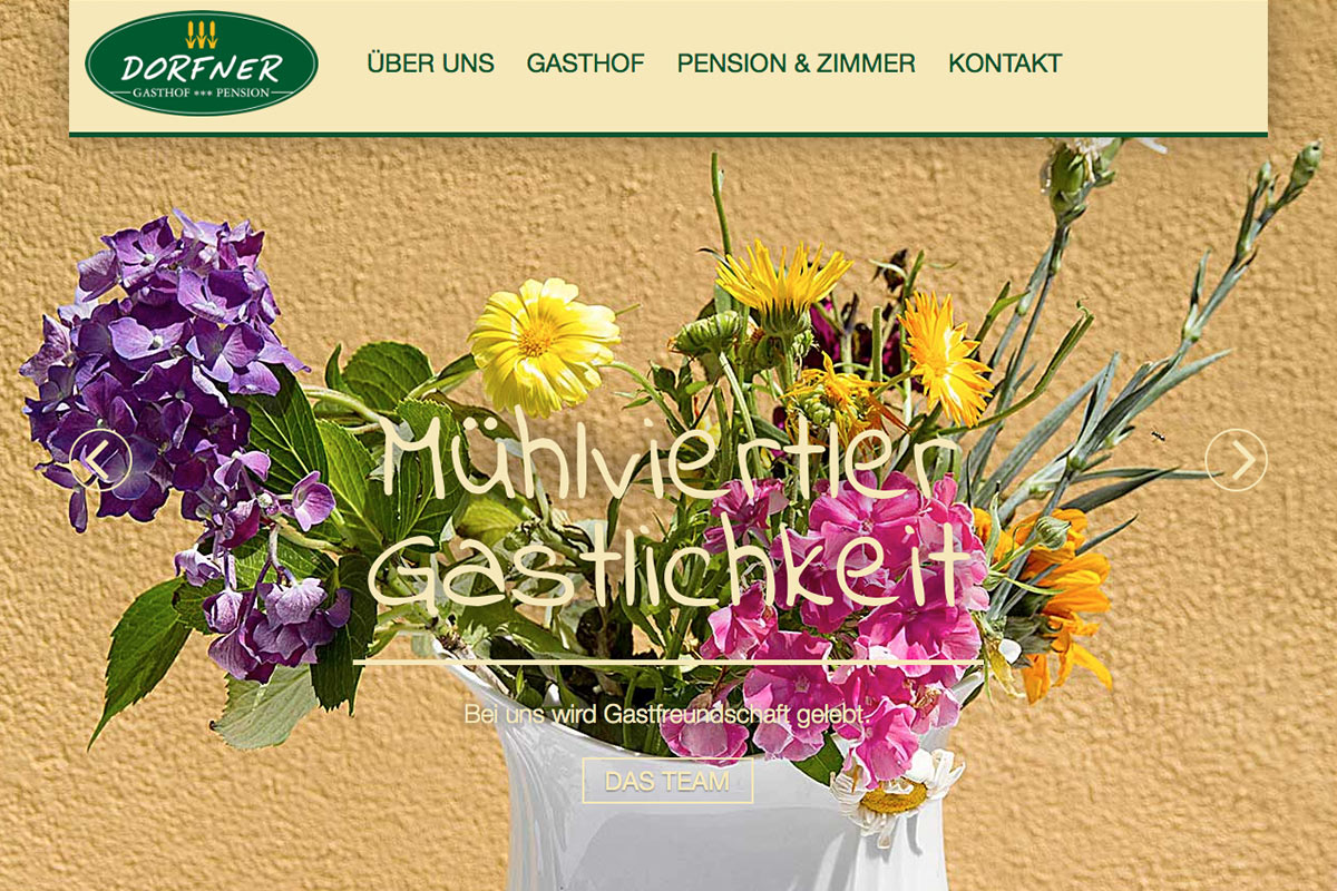 Neue Website für Gasthof Dorfner: Neues Online Konzept, Responsive Webdesign, Fotografie